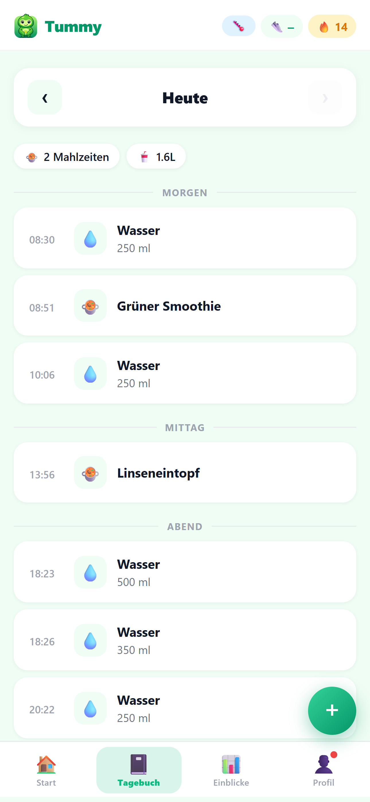 Tummy Tagebuch – chronologische Übersicht aller Einträge