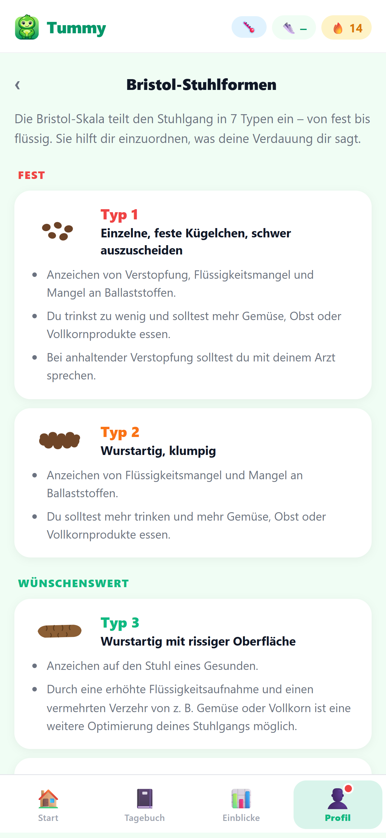 Tummy Wissen – Bristol-Stuhlformen erklärt
