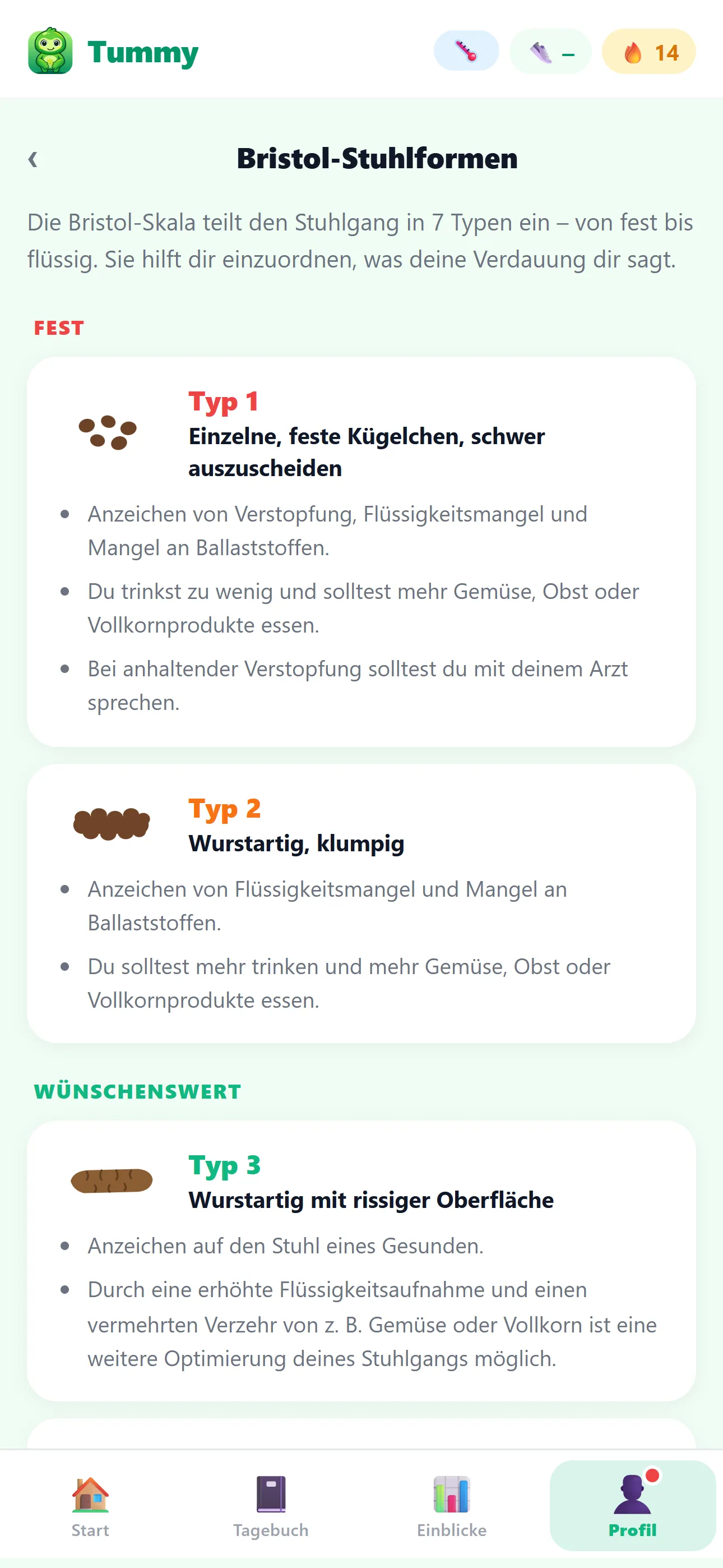 Tummy Wissen – Bristol-Stuhlformen erklärt