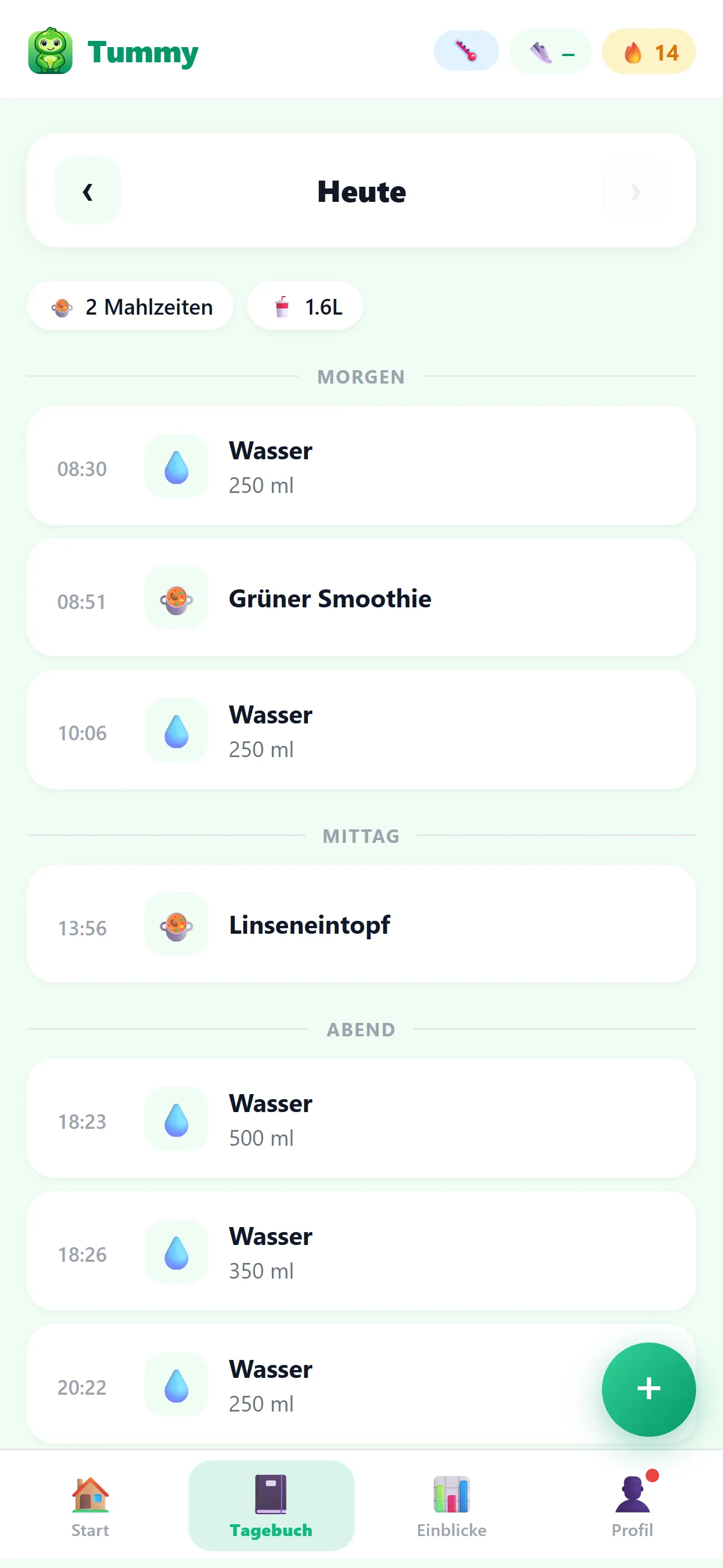 Tummy Tagebuch – chronologische Übersicht aller Einträge